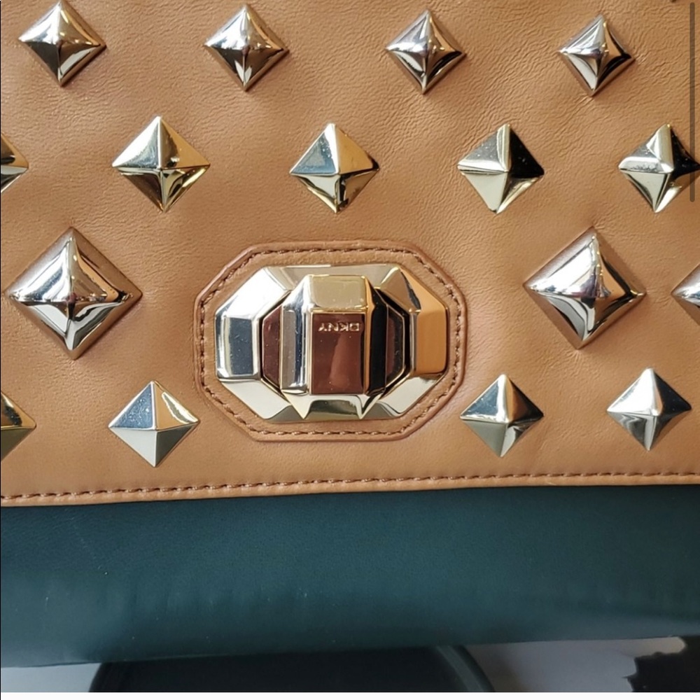 DKNY GREEN GOLD STUDDED SATCHEL - Picture 3 of 7